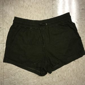 Olive green tie shorts